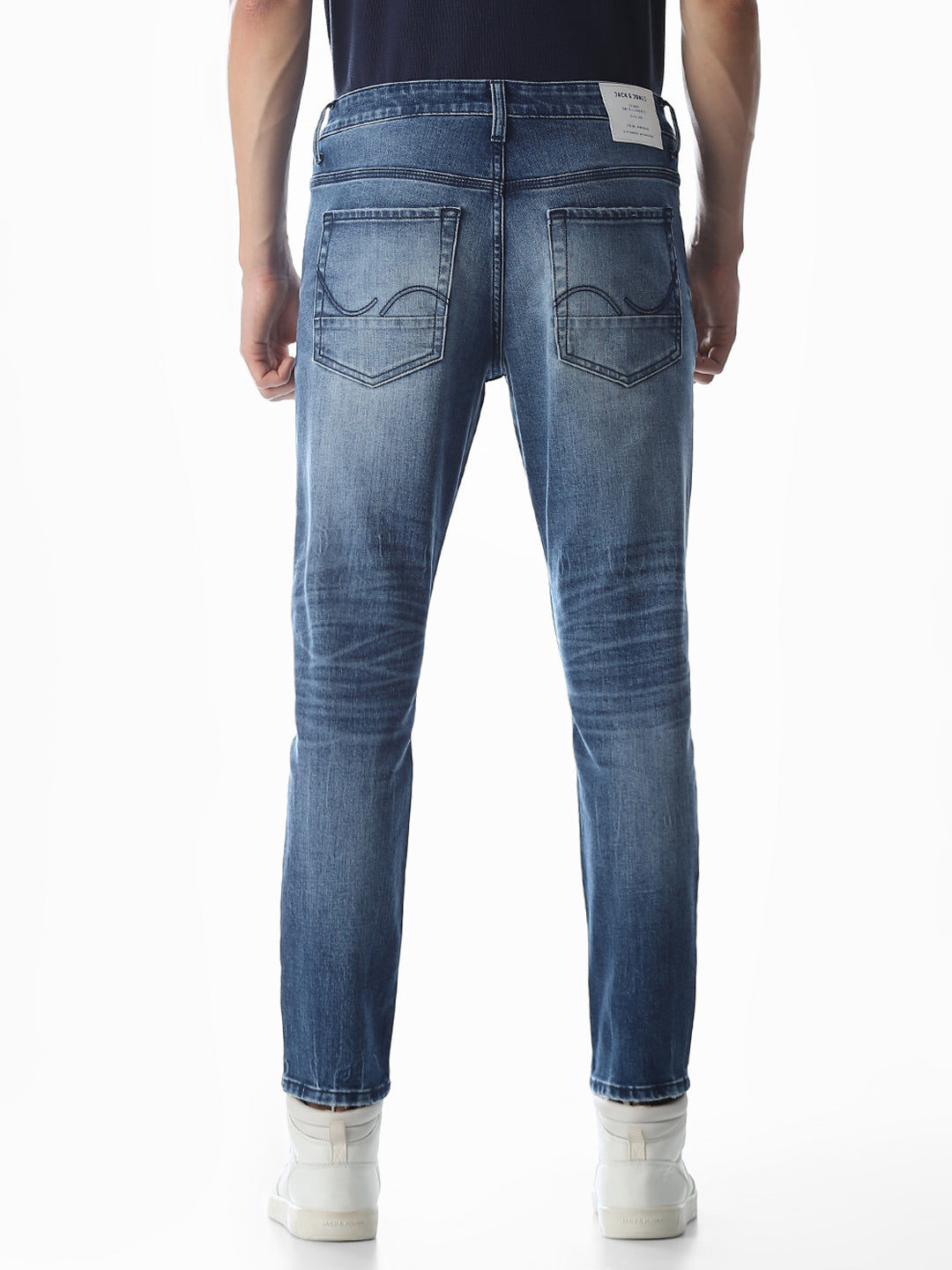 Mildly Distressed Cropped Brak Slim Jeans