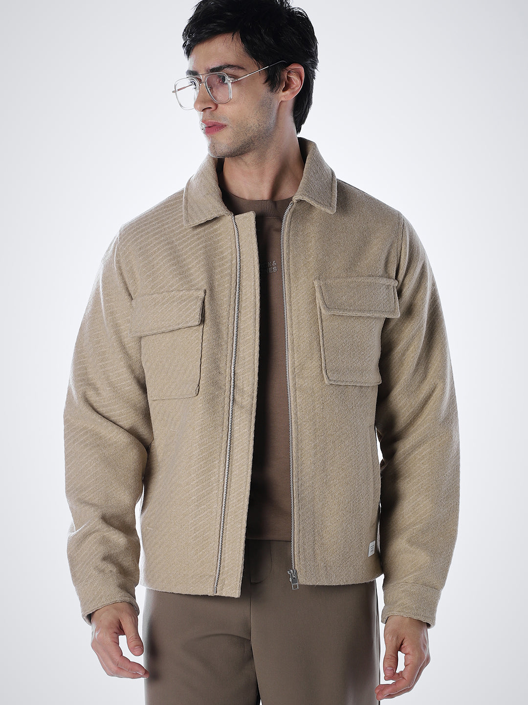 Beige Zipped Jacket