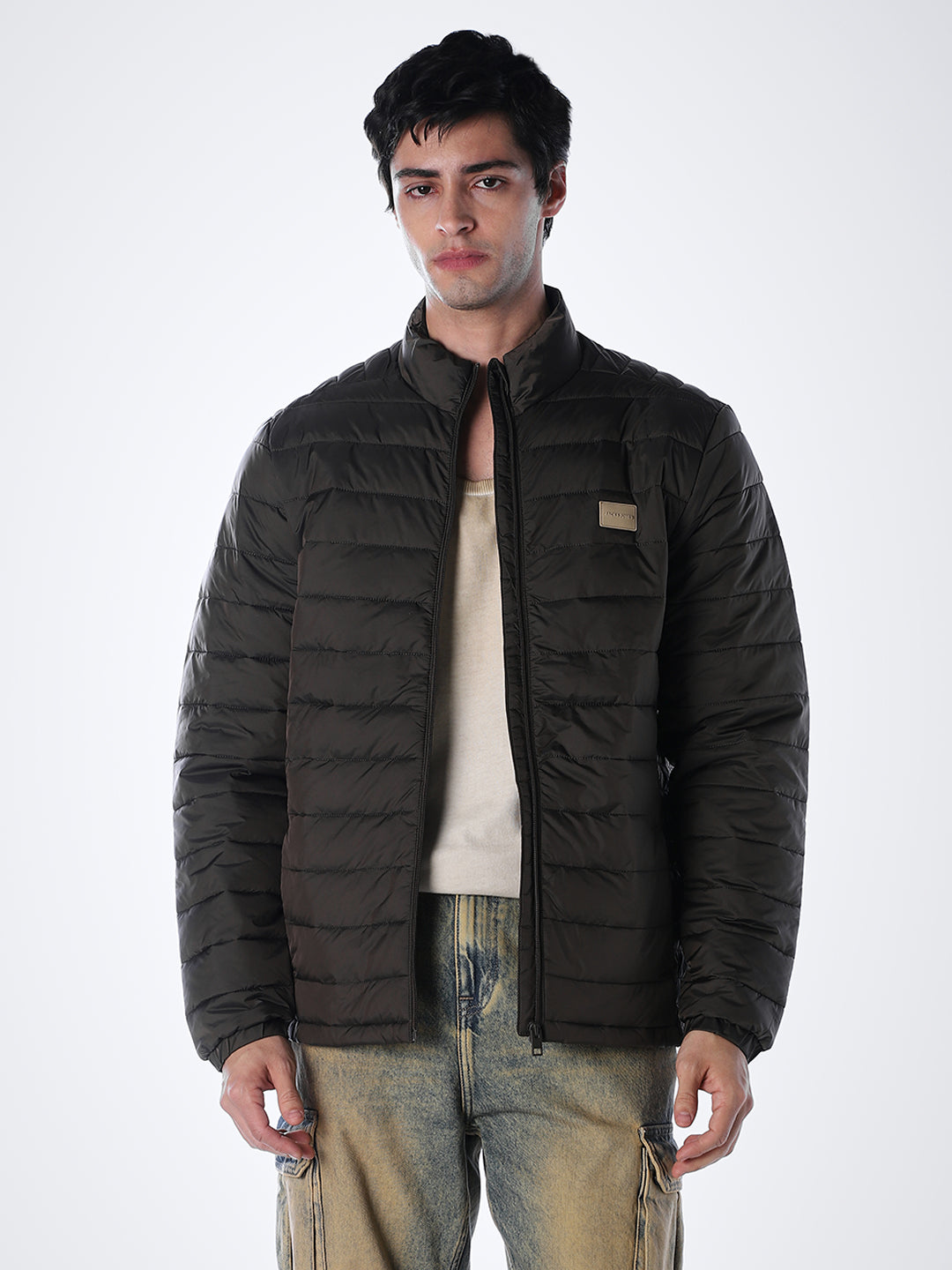 Dark Brown High Neck Jacket
