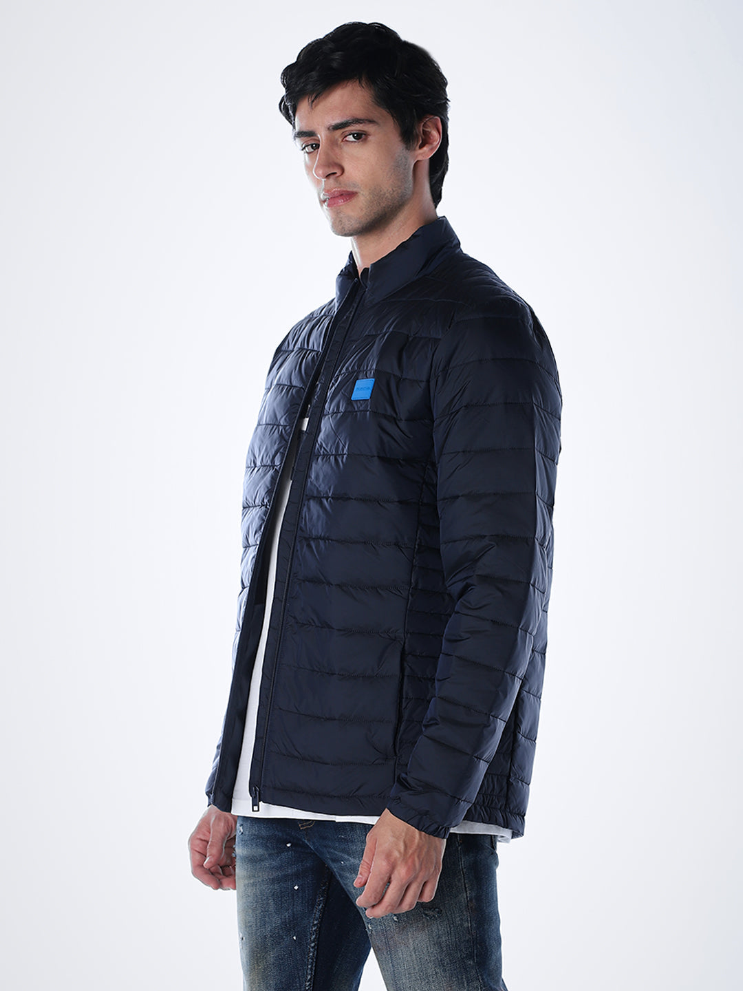 Dark Blue High Neck Jacket