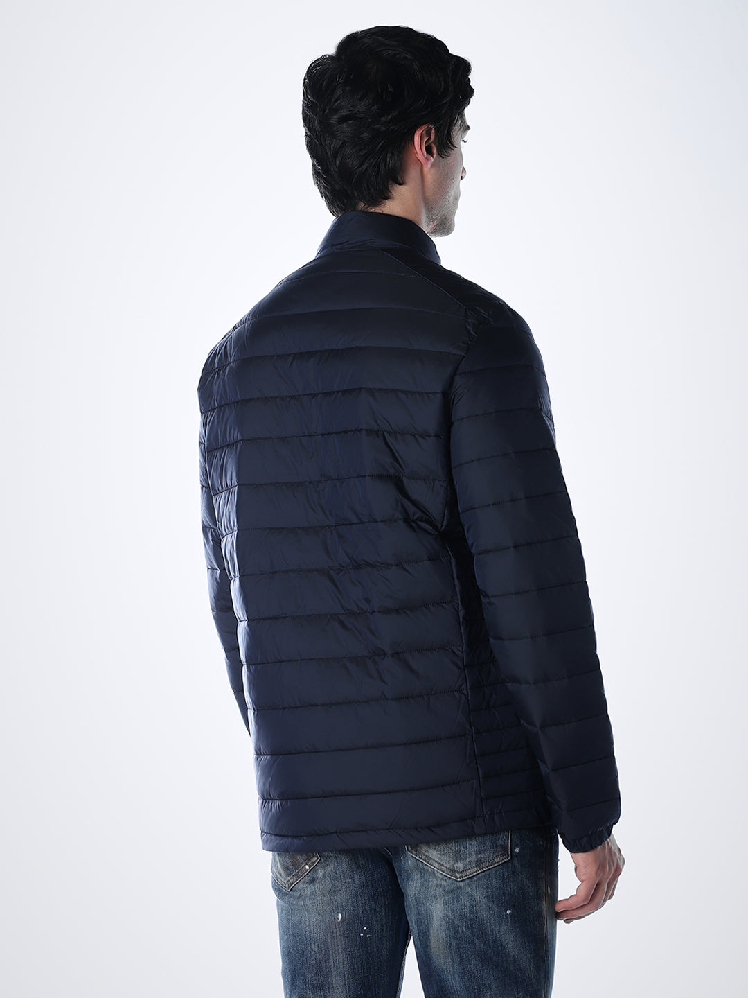 Dark Blue High Neck Jacket
