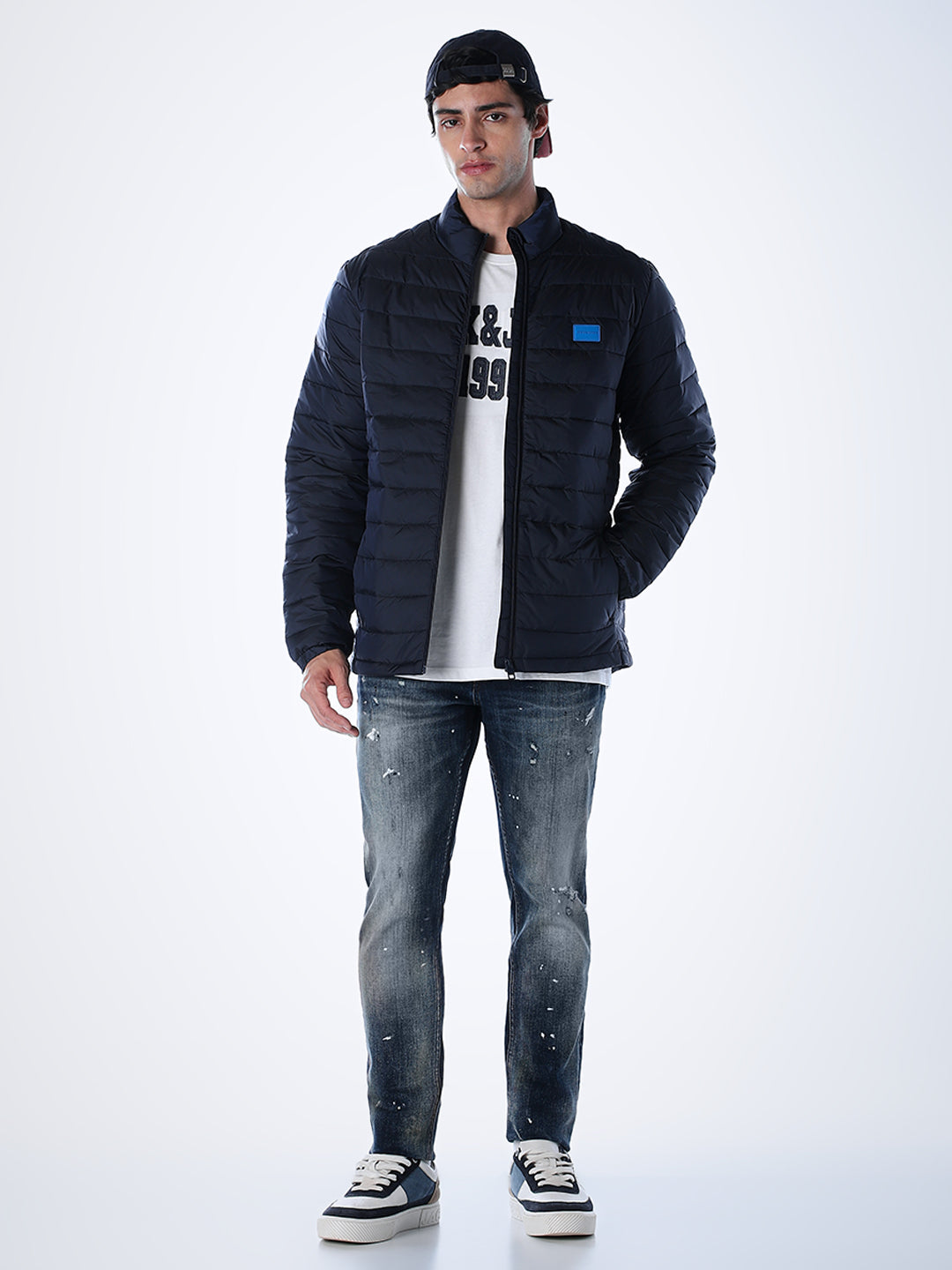 Dark Blue High Neck Jacket