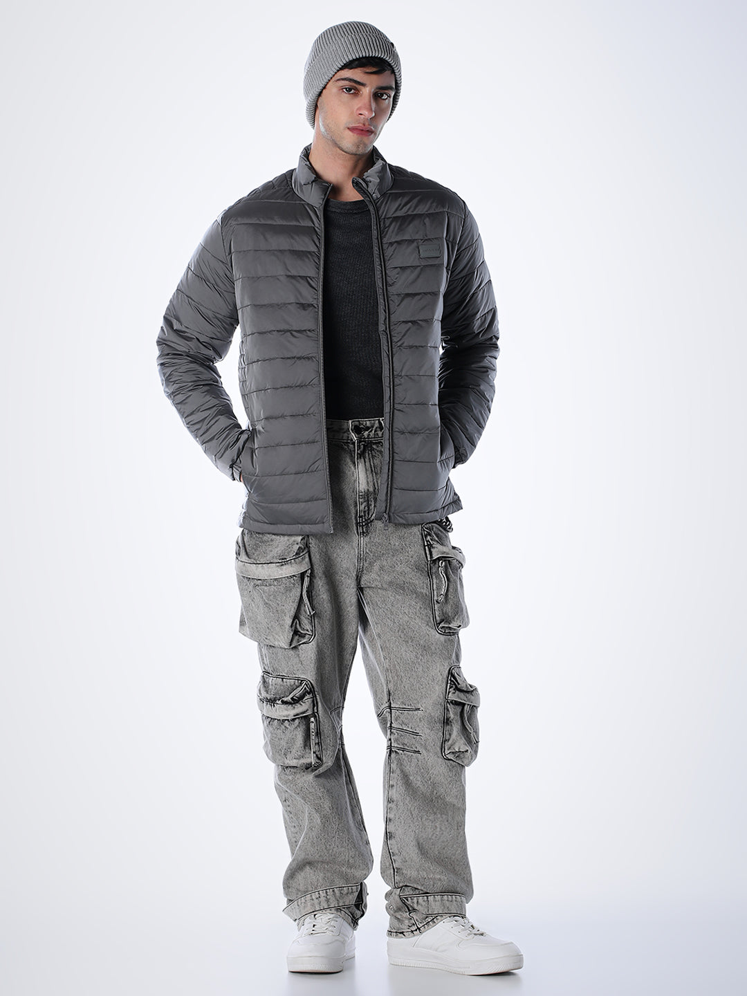Grey High Neck Jacket