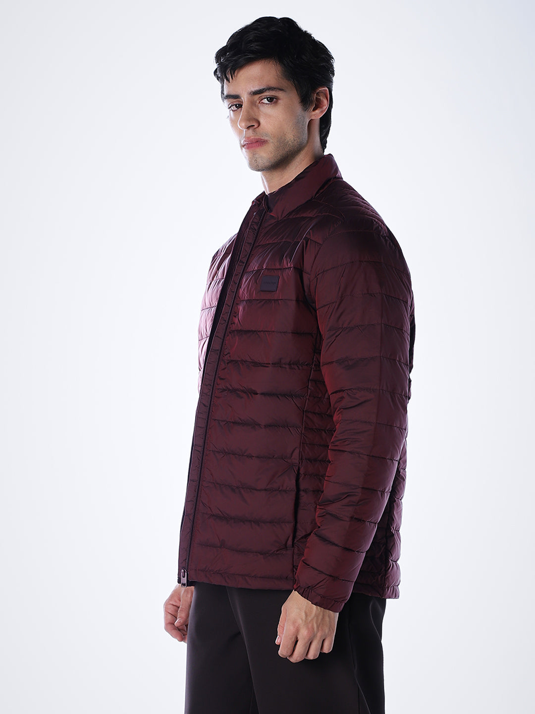 Maroon High Neck Jacket