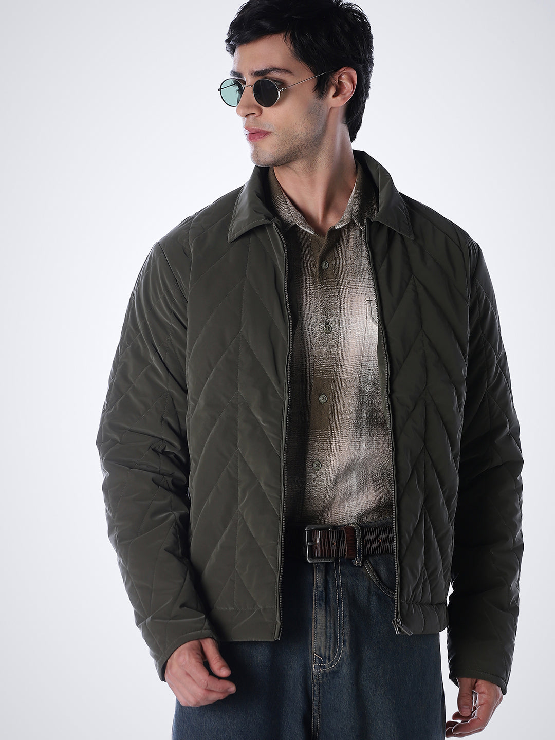 Dark Green High Neck Jacket