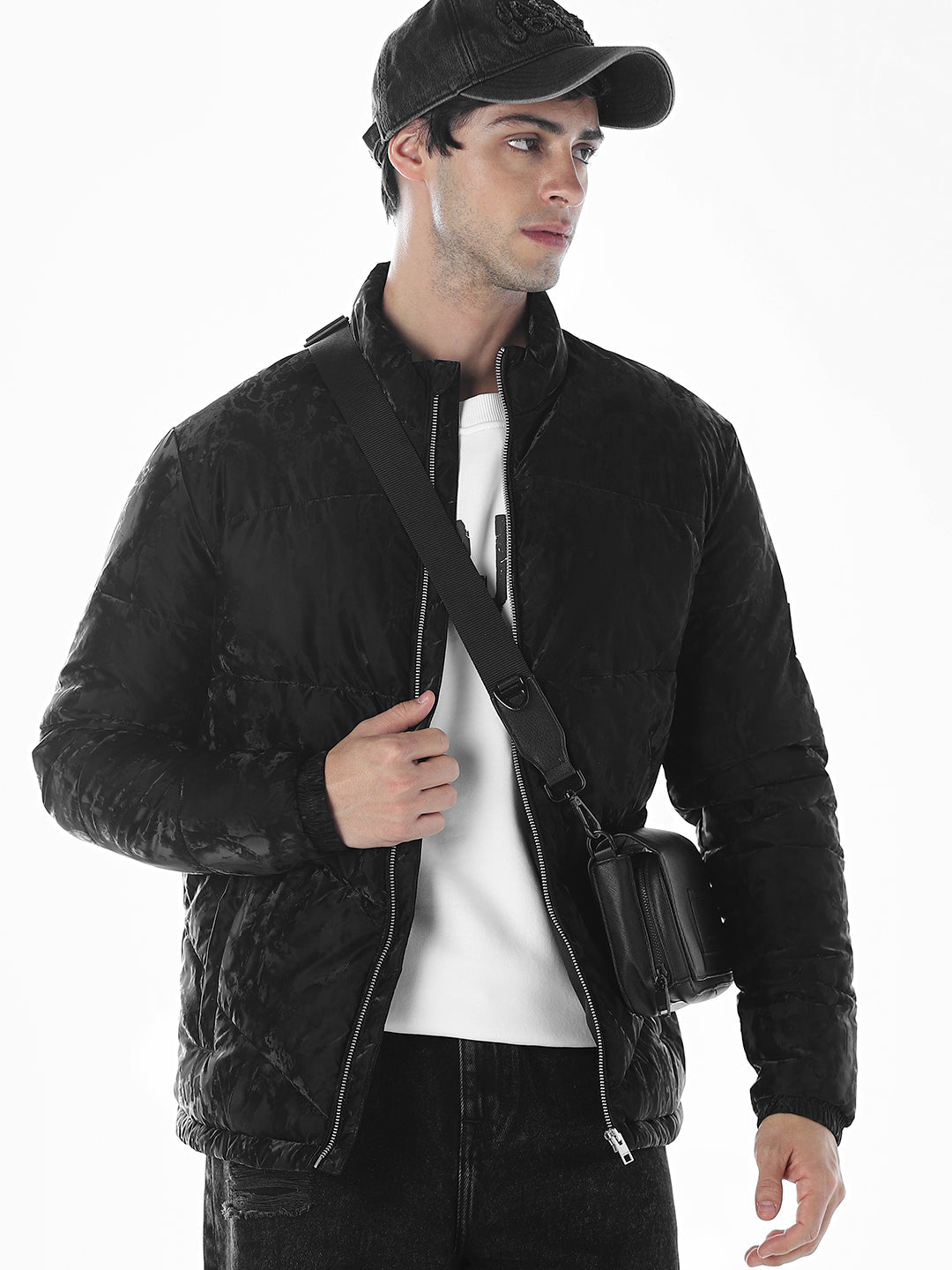 Zip-Up High Neck Puffer Jacket - S