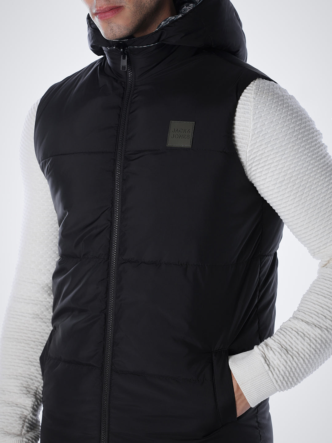 Green Printed Reversible Vest Jacket