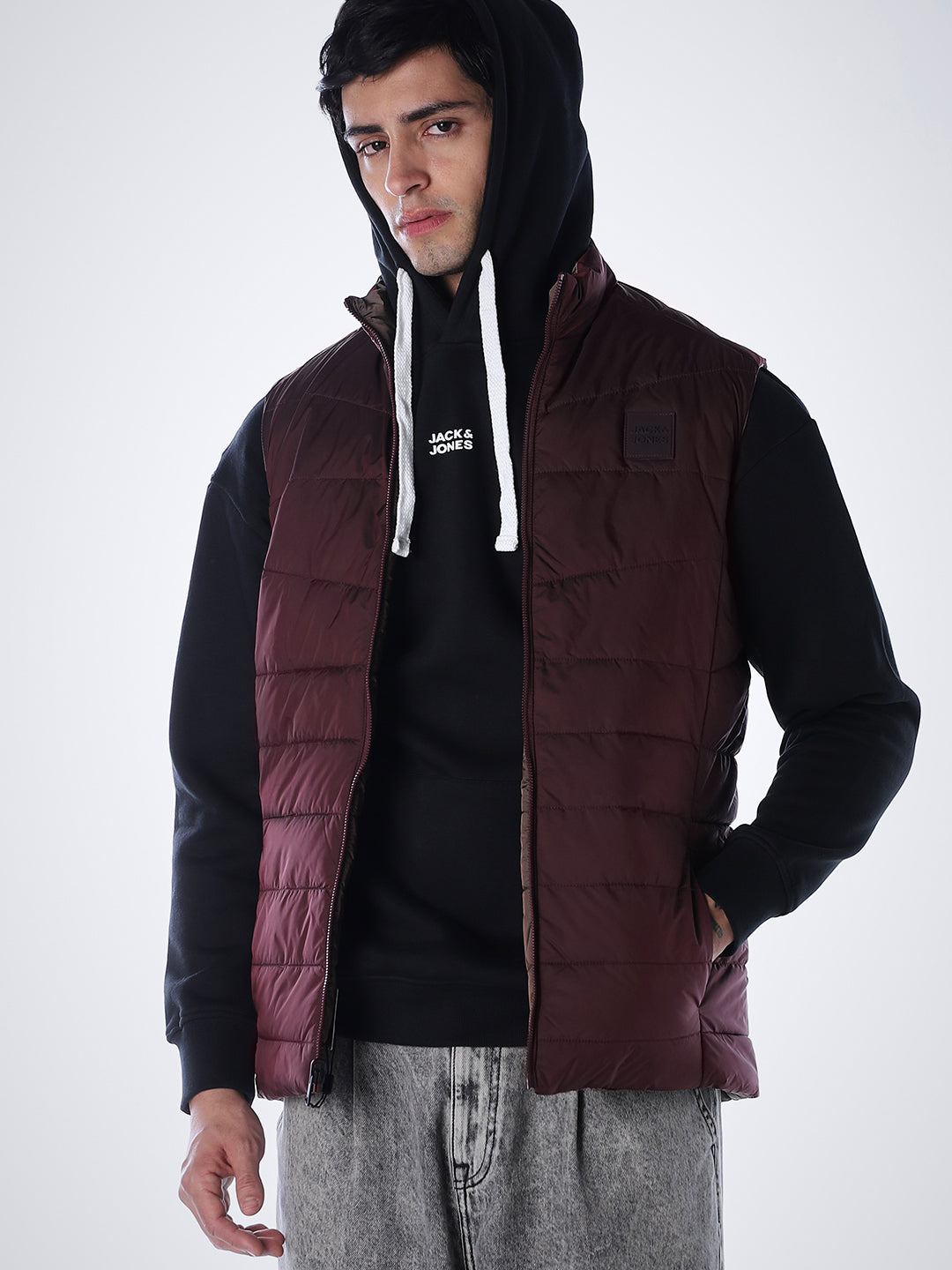 Maroon Reversible Puffer Vest