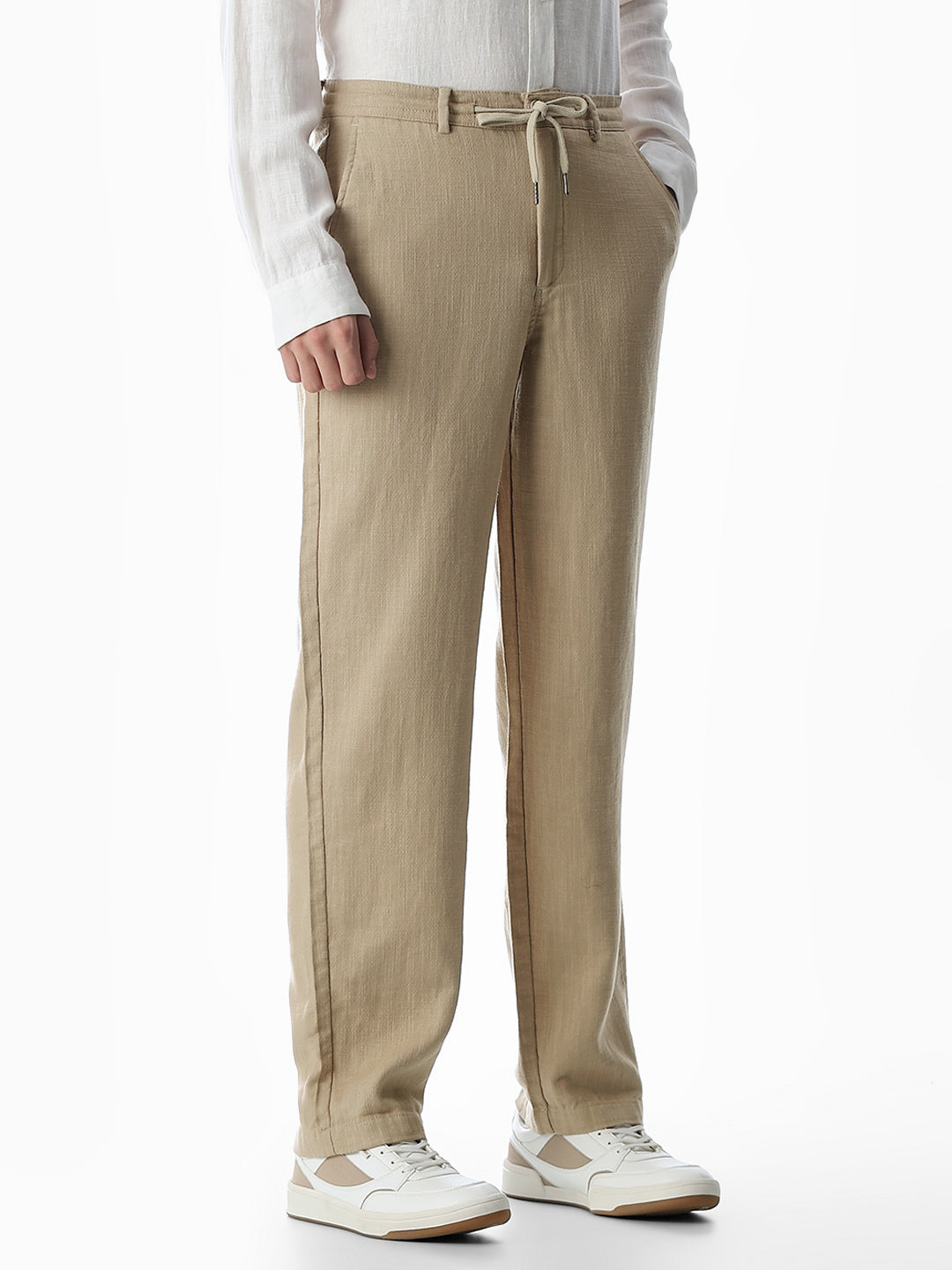 Cotton Loose Fit Chino Pants - Beige