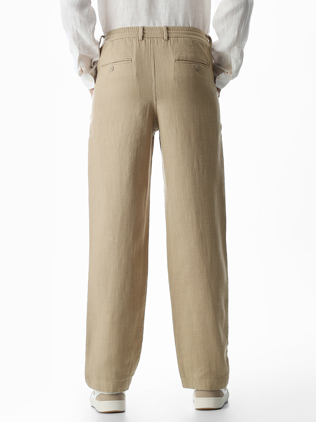 Cotton Loose Fit Chino Pants - Beige