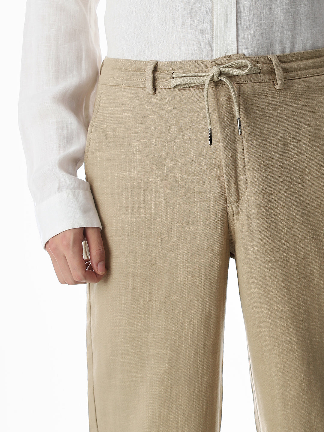 Cotton Loose Fit Chino Pants - Beige