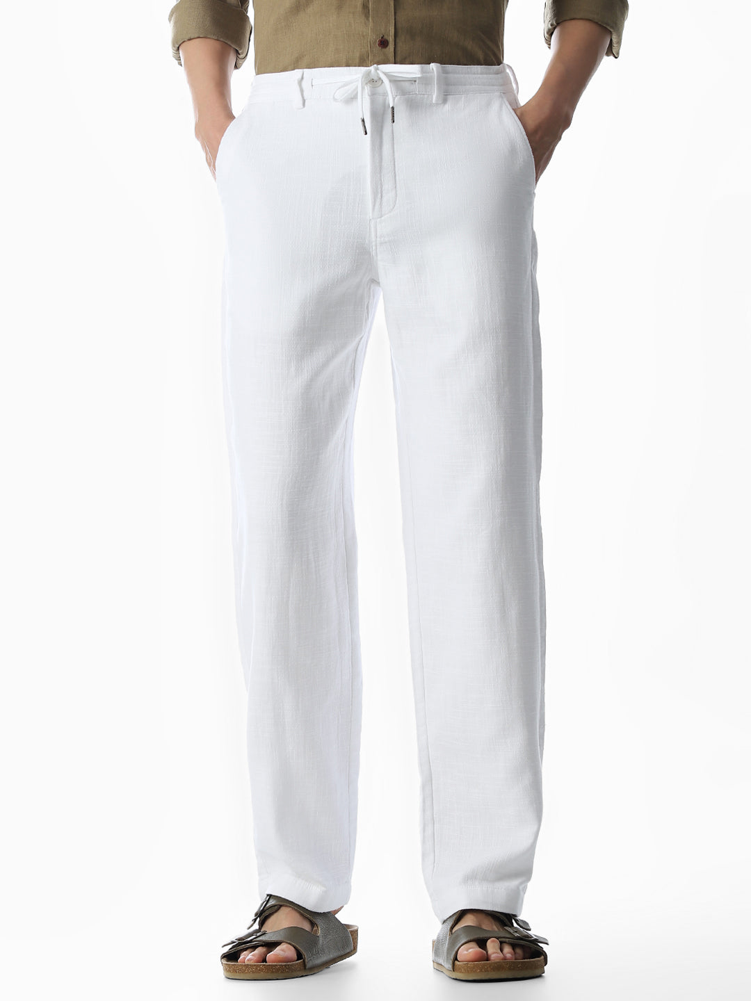 Cotton Regular Fit Chino Pants - White - S