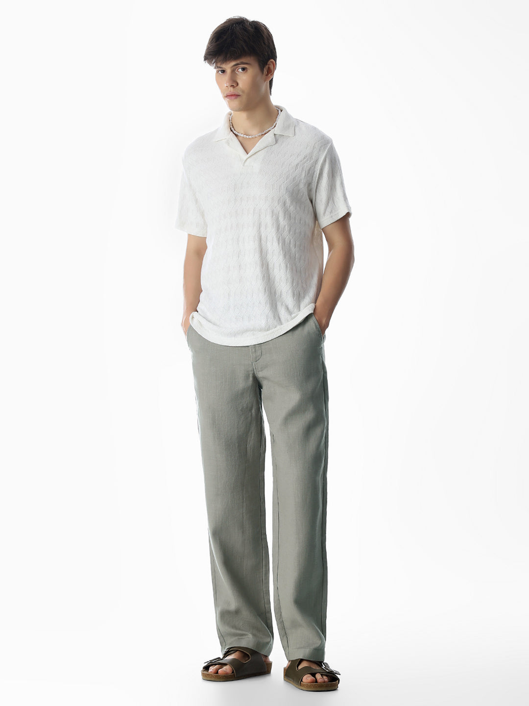 Cotton Loose Fit Chino Pants - Green