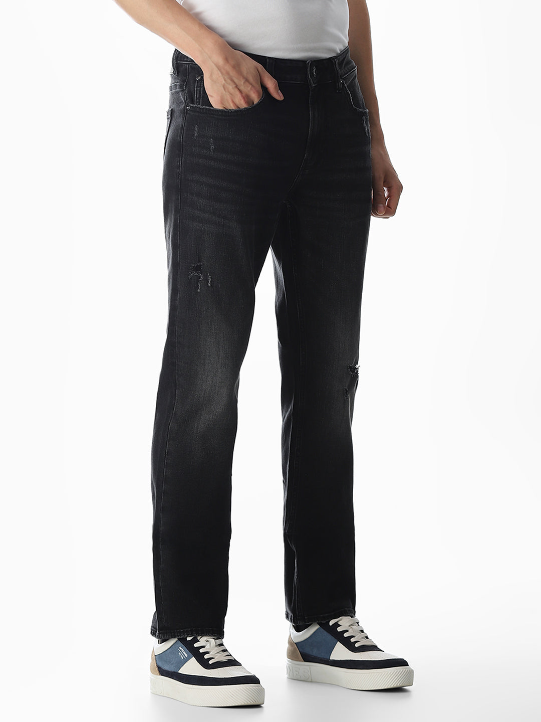 Distressed Clark Regular Fit Jeans - Black