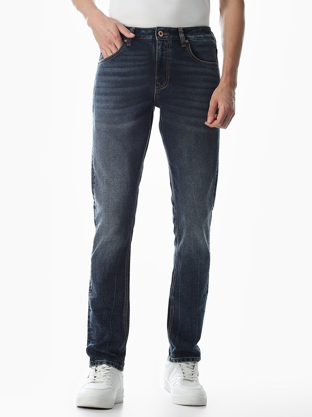 5 Pocket Glenn Slim Fit Jeans - Medium Blue