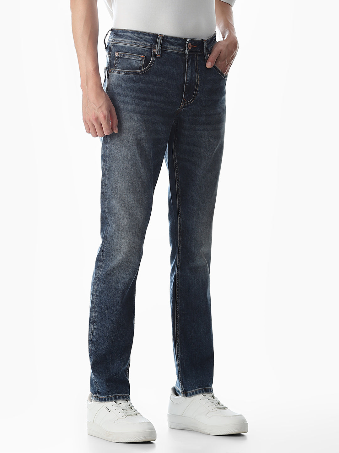 Washed Glenn Slim Fit Jeans - Medium Blue