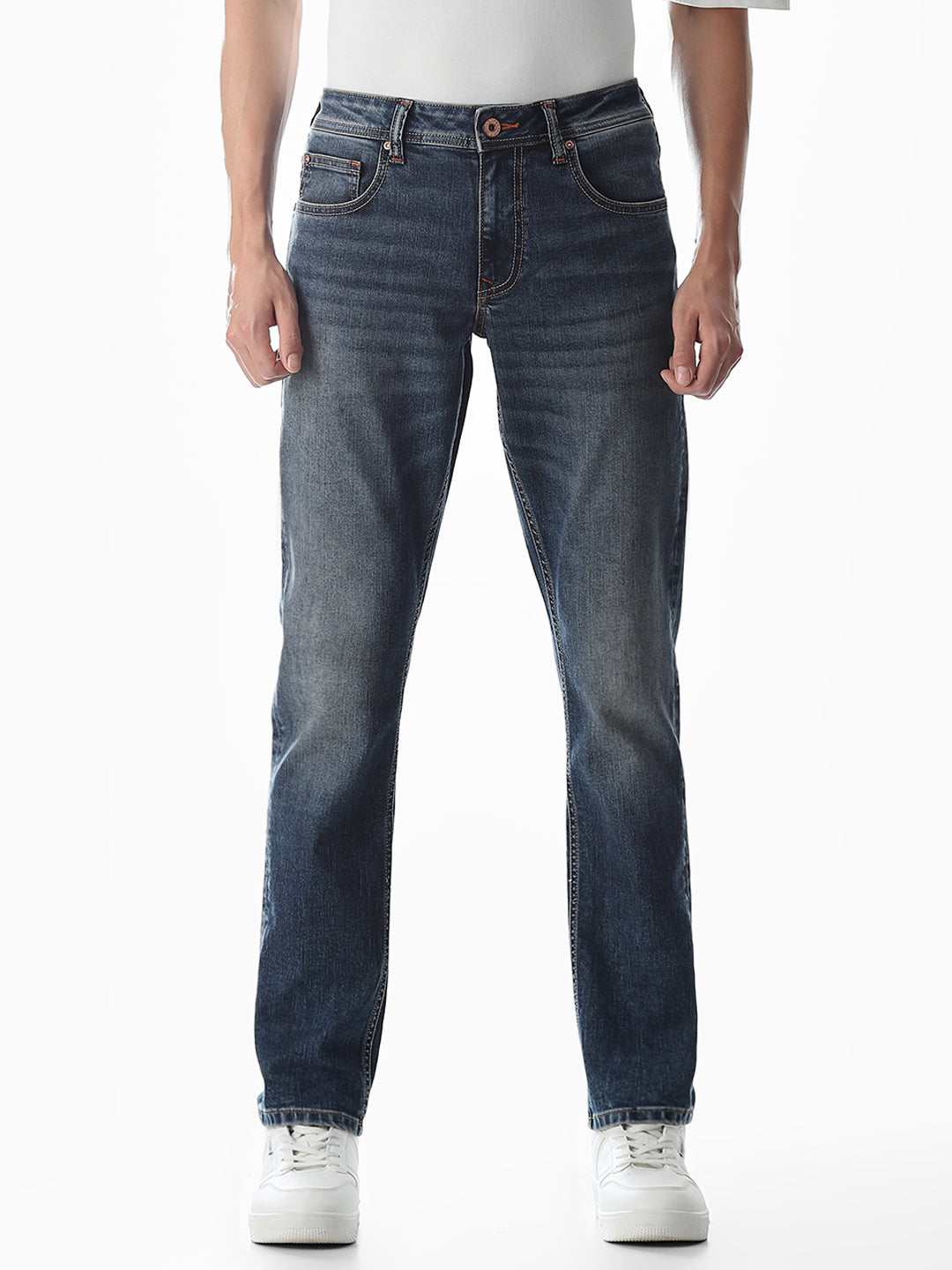 Washed Glenn Slim Fit Jeans - Medium Blue