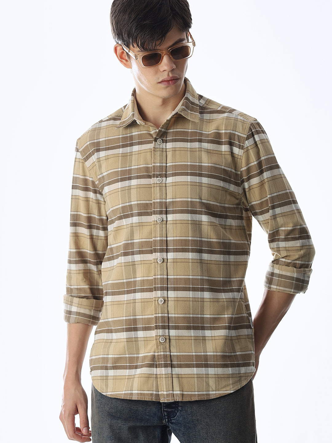 Beige Flap Pockets Shirt
