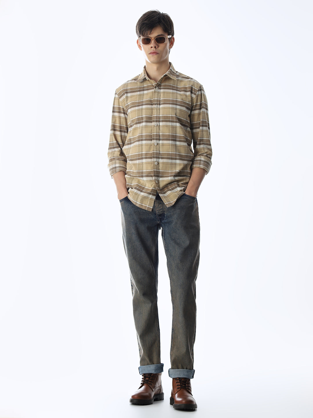 Beige Flap Pockets Shirt