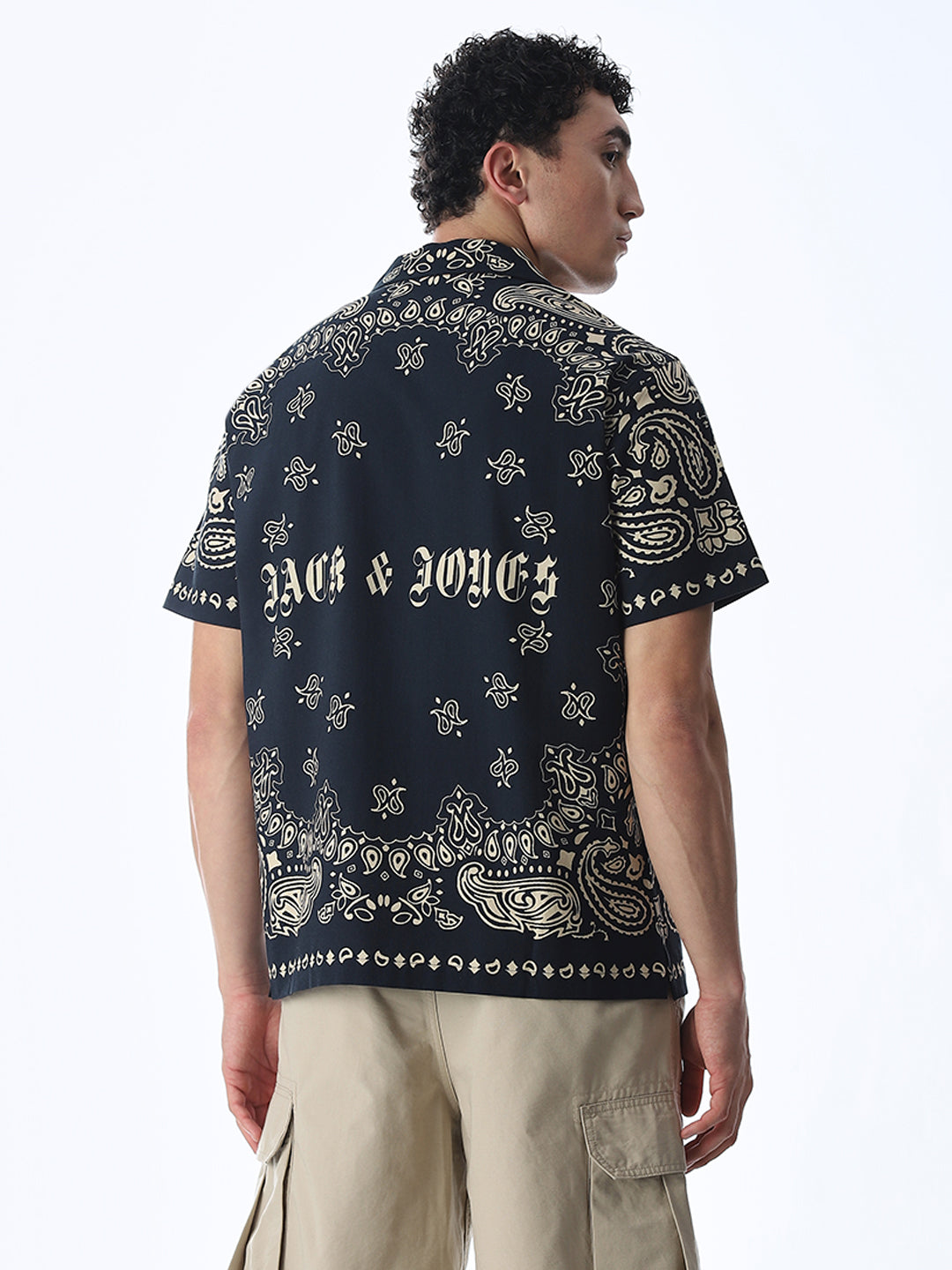 Navy Printed Oversized Shirt