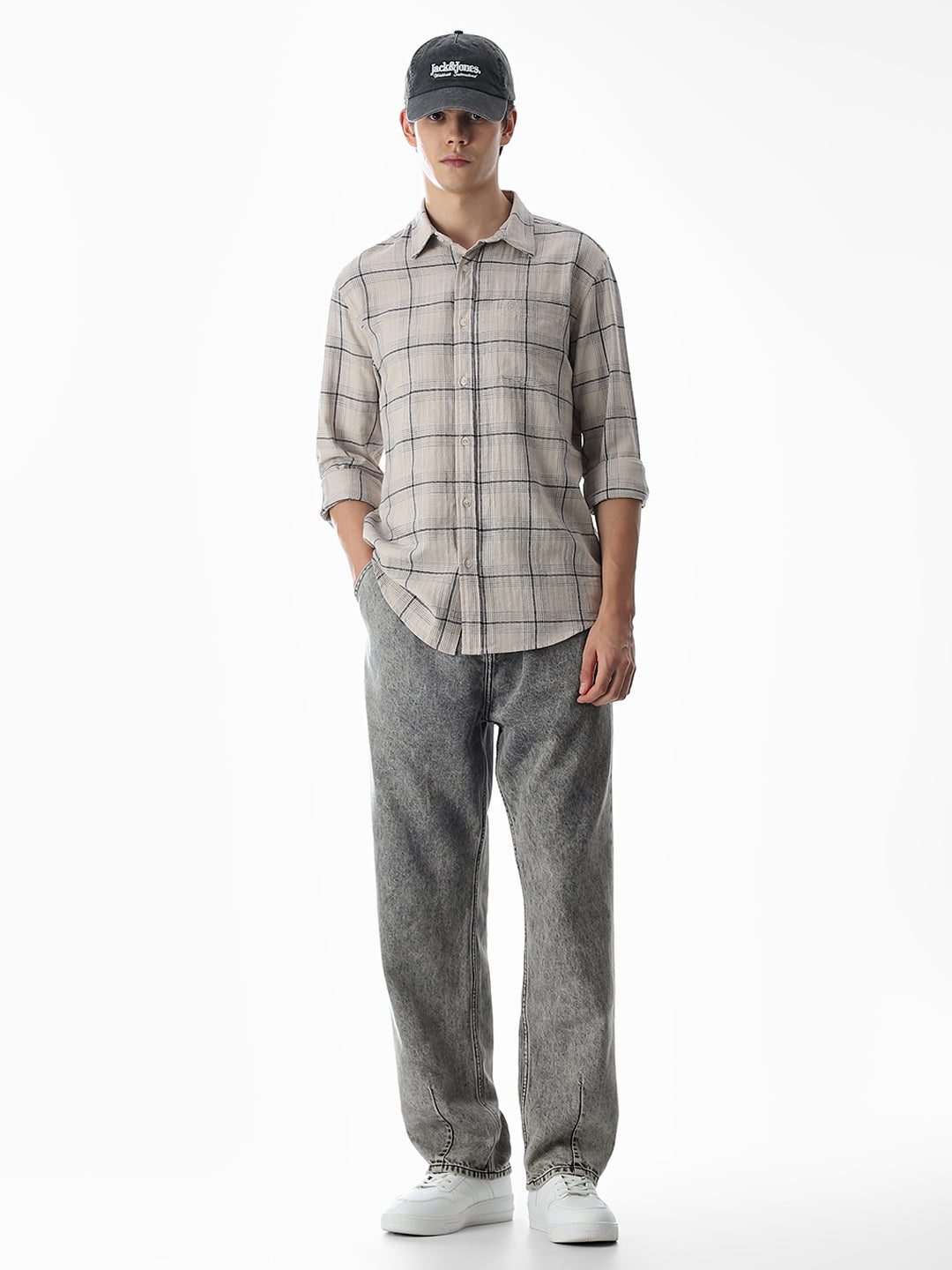 Regular Fit Check Shirt - White