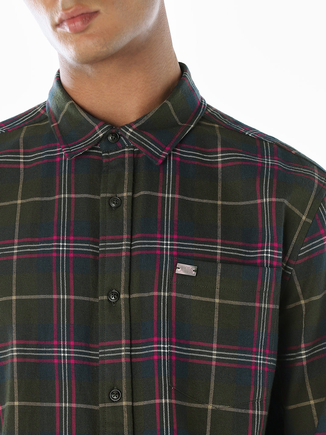 Dark Green Check Cotton Shirt