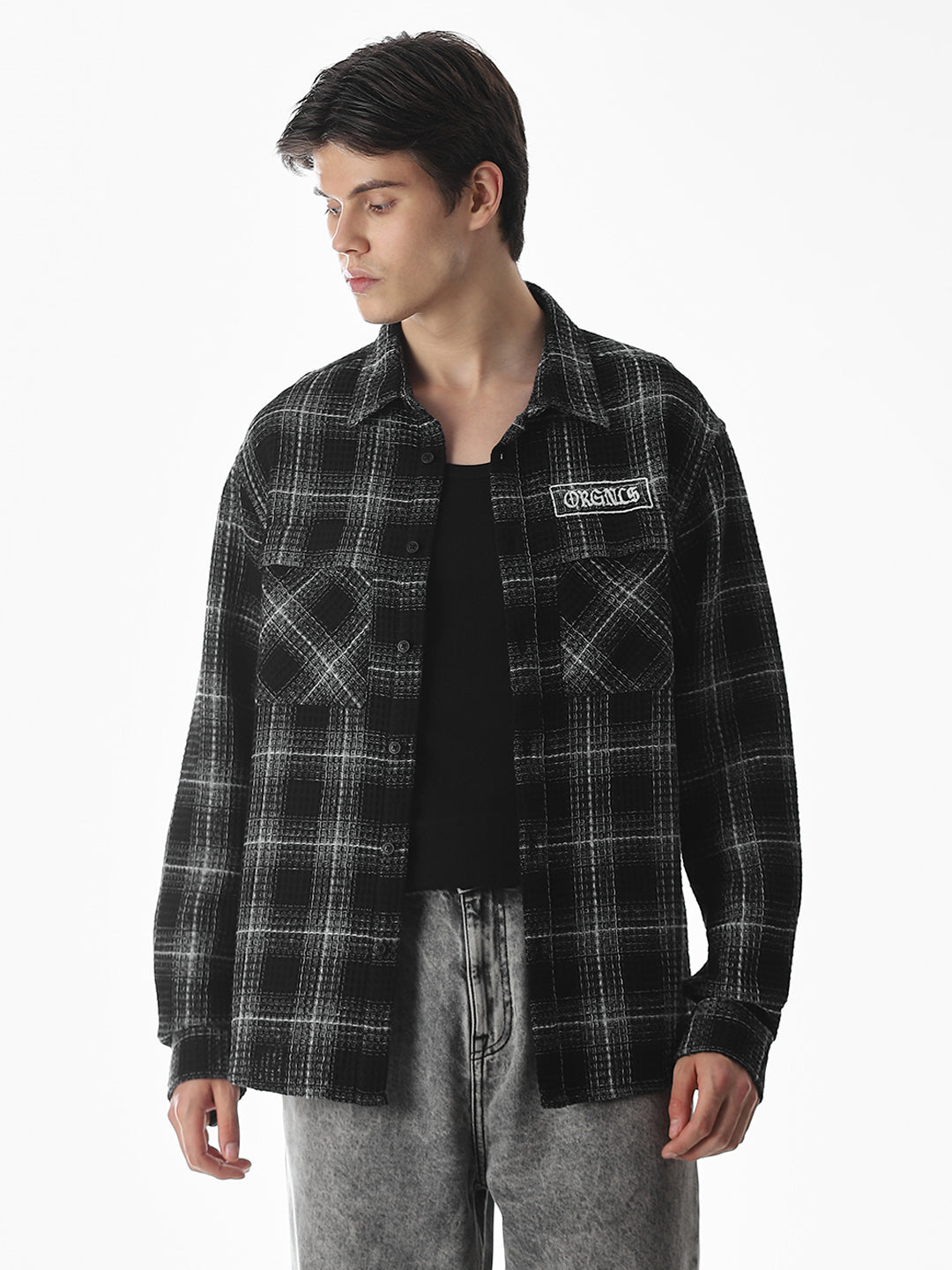 Regular Fit Check Shirt - Black