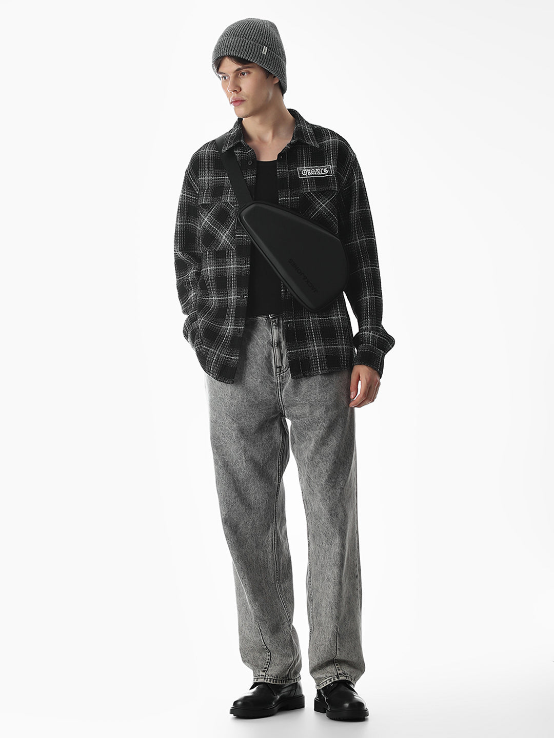 Regular Fit Check Shirt - Black