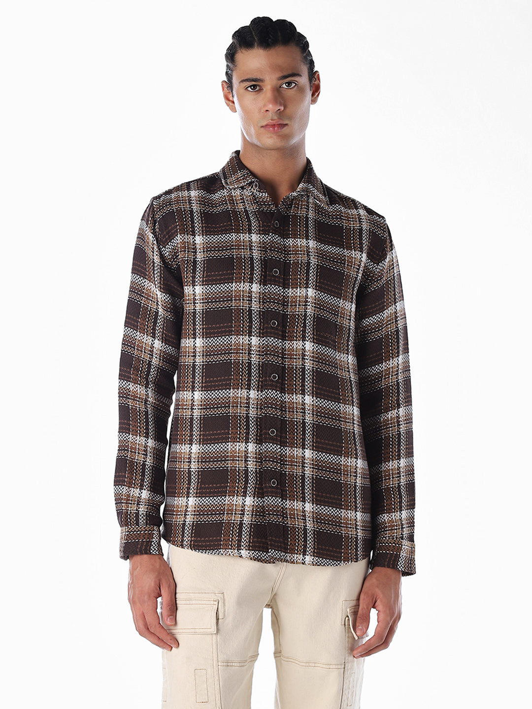 Textured Check Cotton Shirt