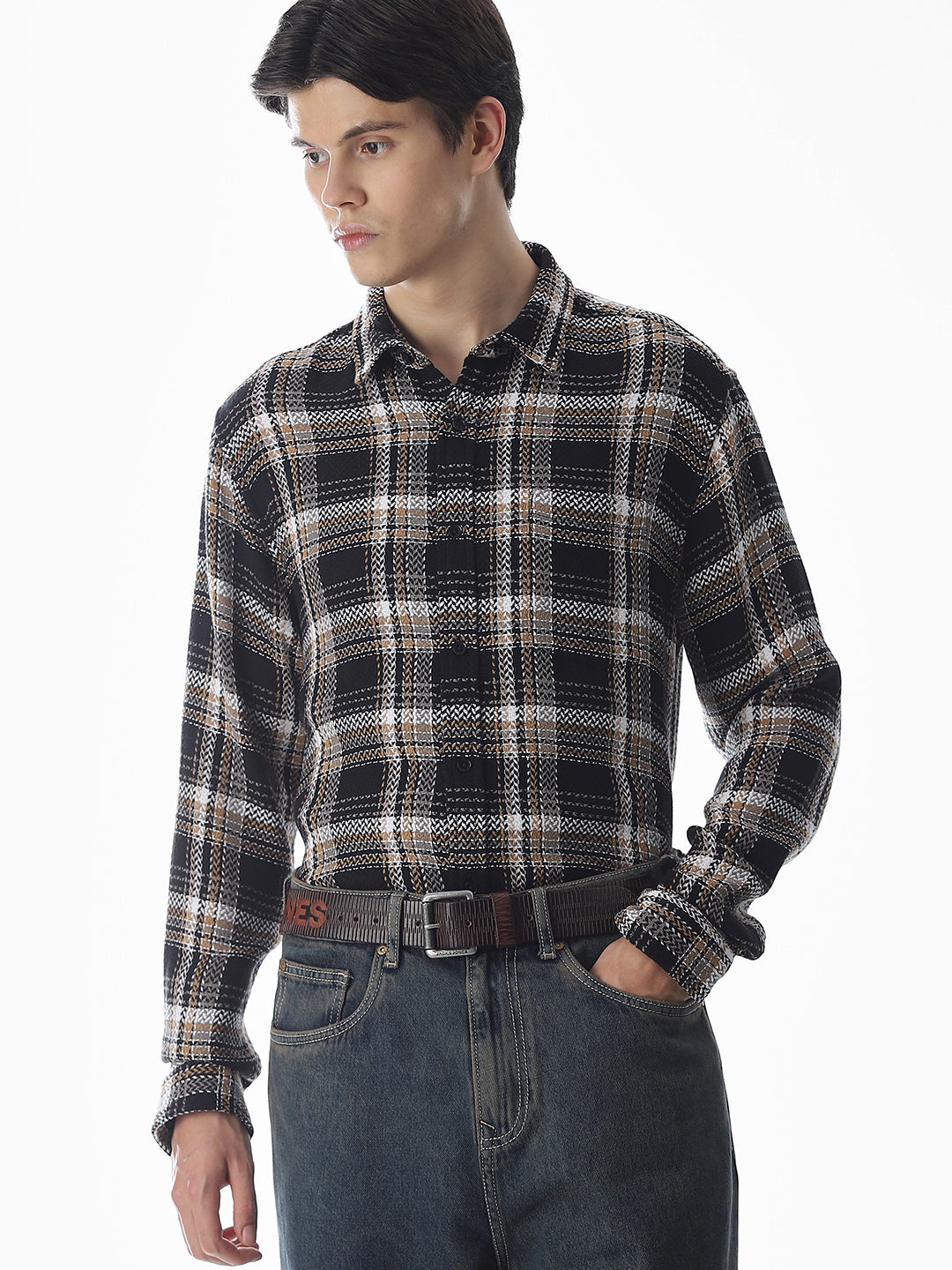 Regular Fit Check Shirt - Black