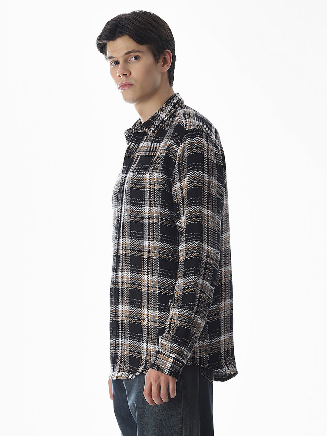 Regular Fit Check Shirt - Black