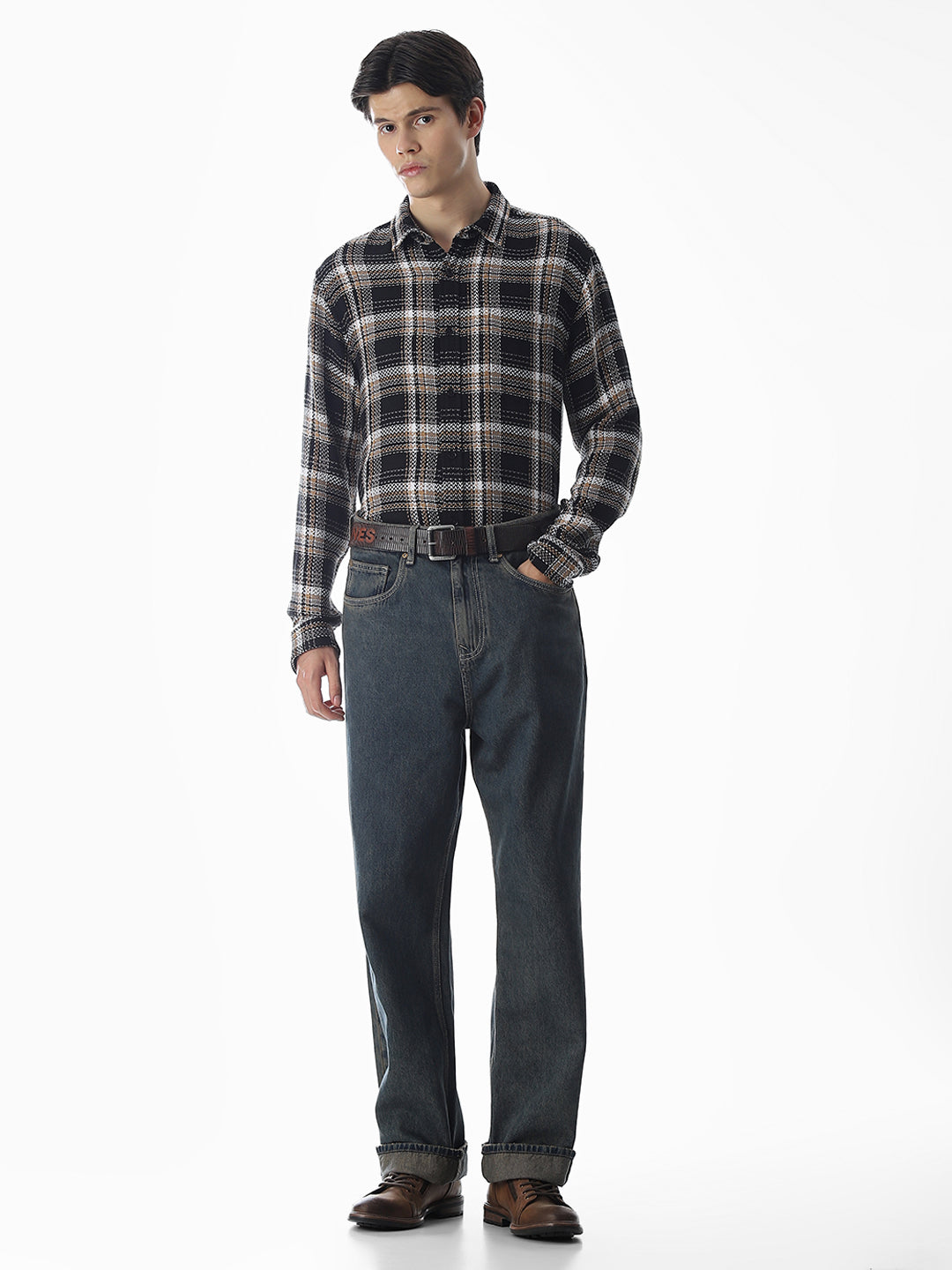 Regular Fit Check Shirt - Black