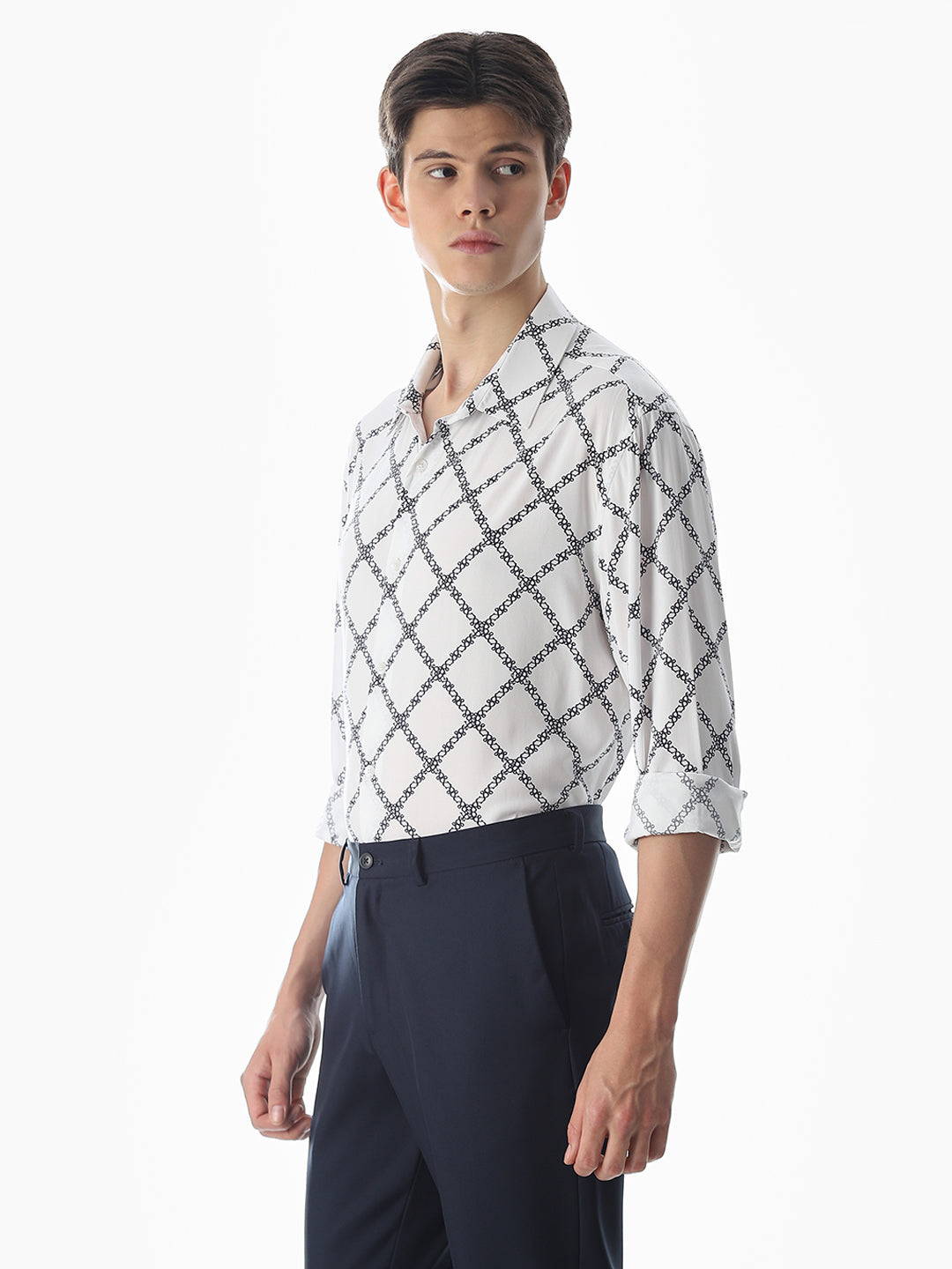 Printed White Viscose Shirt