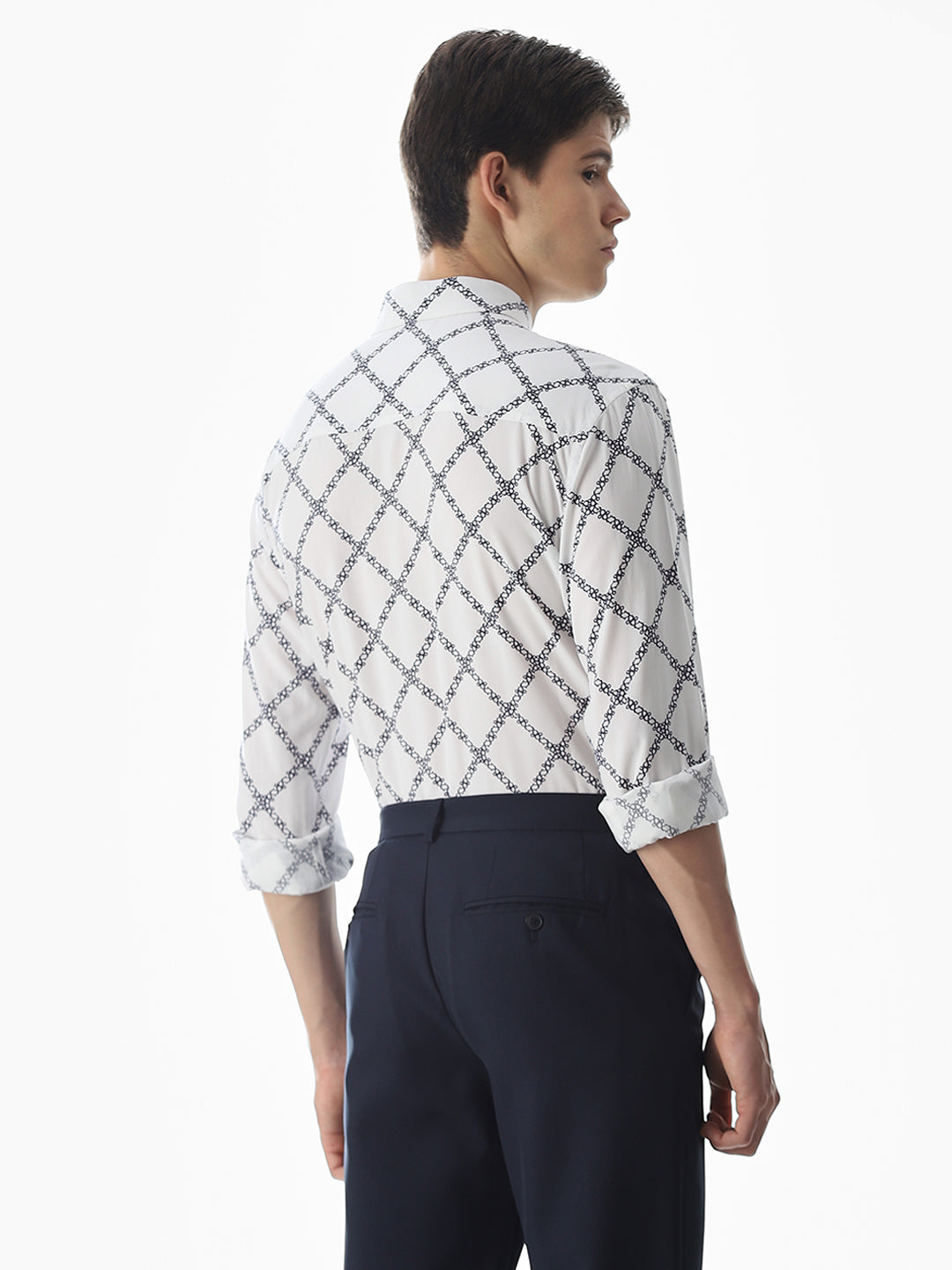 Printed White Viscose Shirt