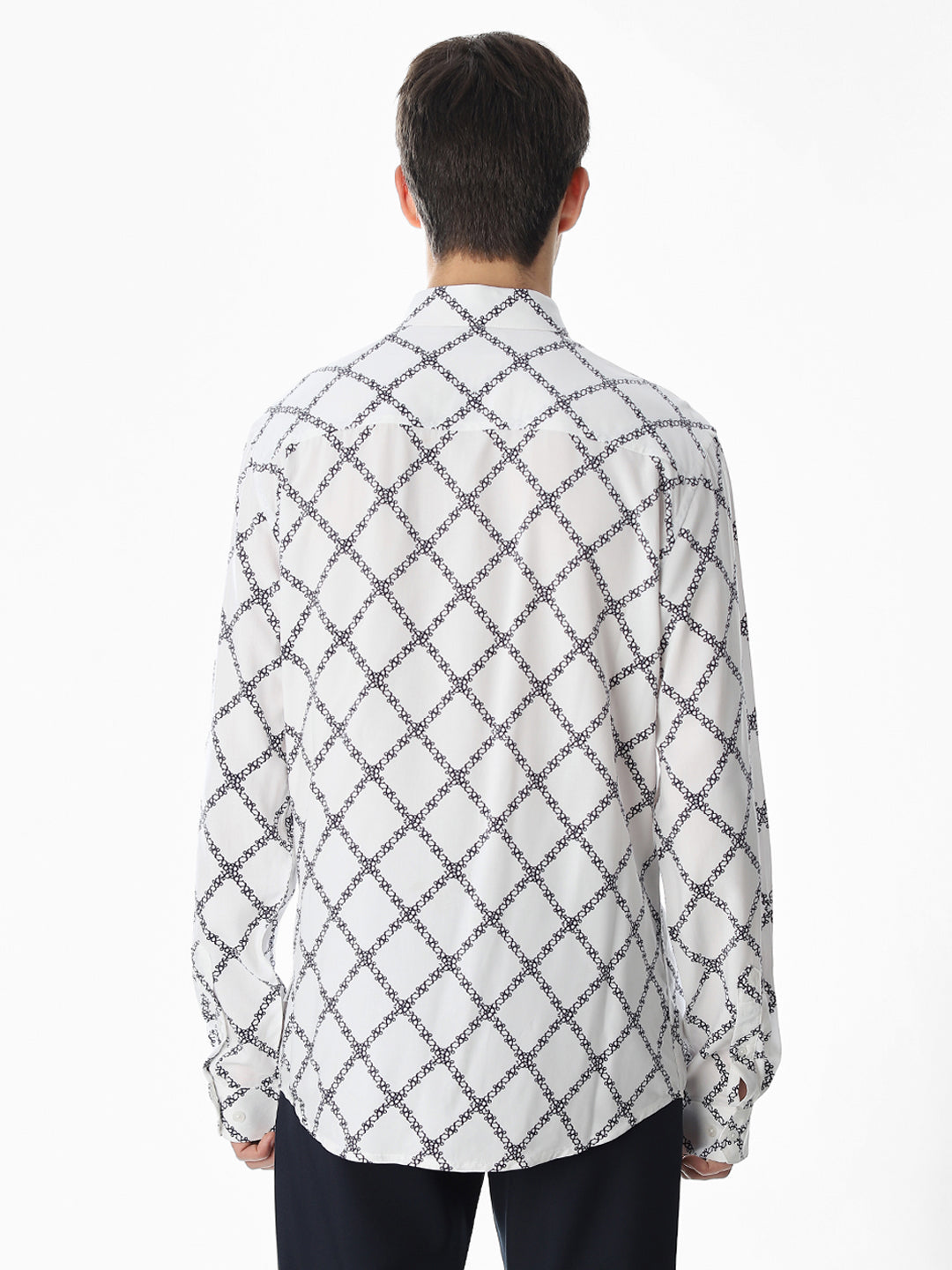 Printed White Viscose Shirt