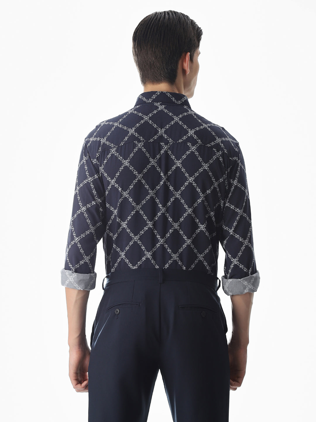 Printed Blue Viscose Shirt