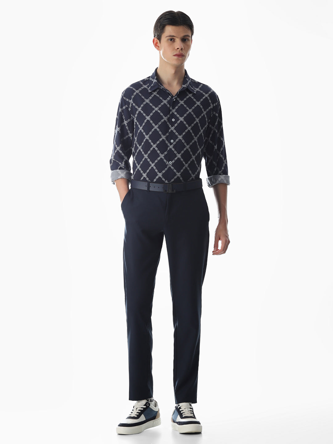 Printed Blue Viscose Shirt