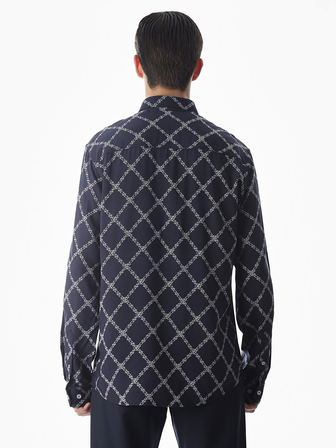 Printed Blue Viscose Shirt