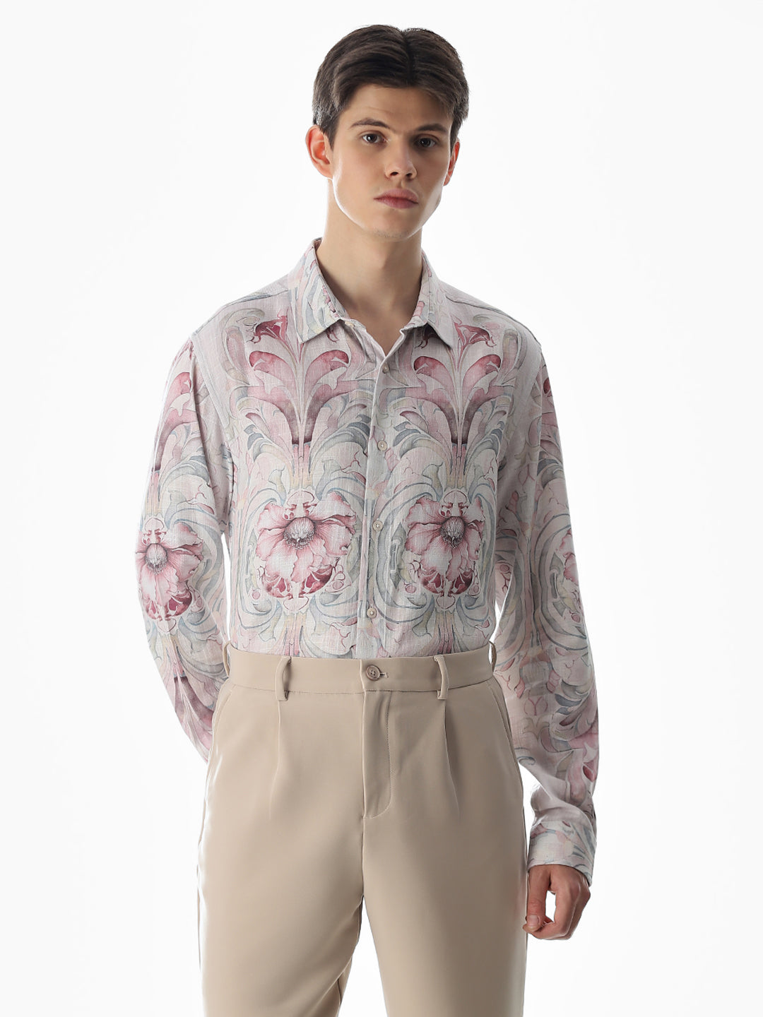Pink Abstract Print Cotton Shirt