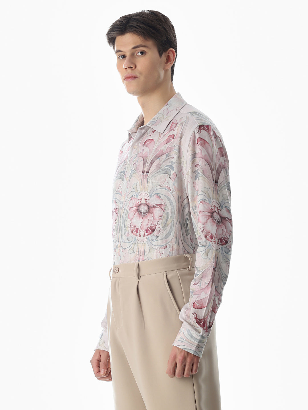 Pink Abstract Print Cotton Shirt