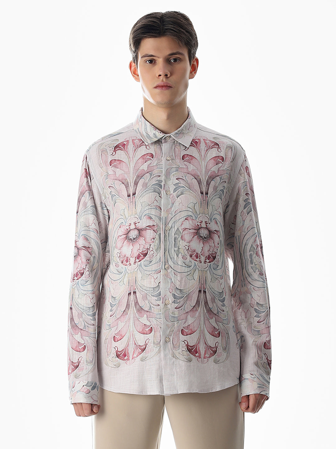 Pink Abstract Print Cotton Shirt
