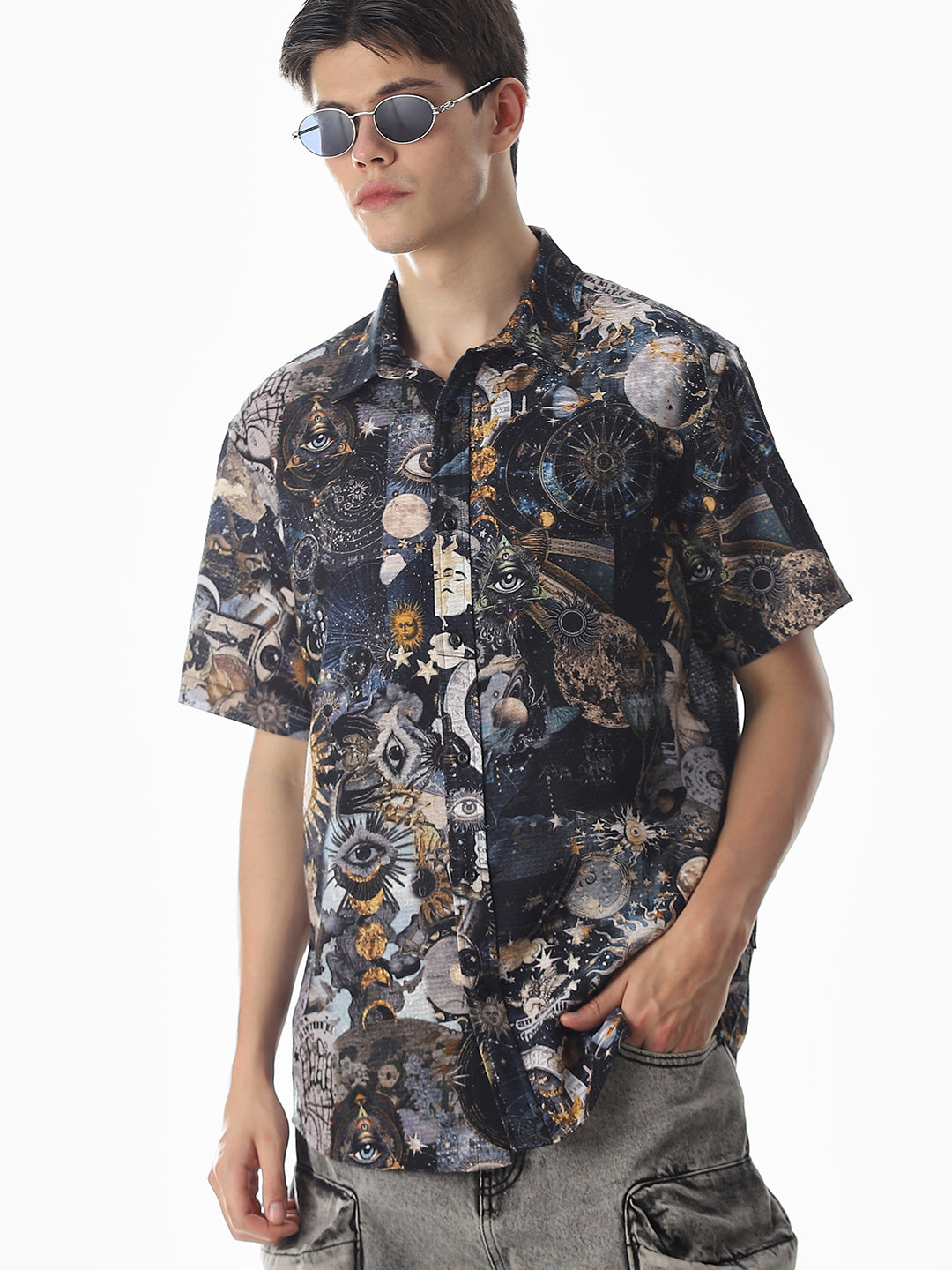 Abstract Print Comfort Fit Shirt - L