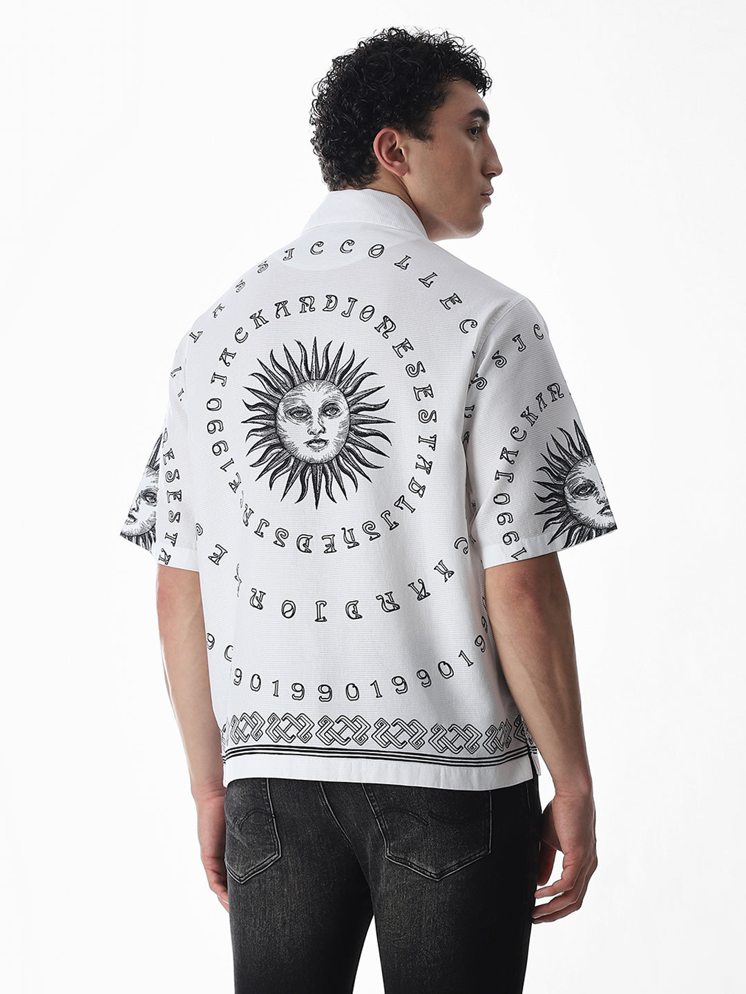 White Printed Oversized Shirt