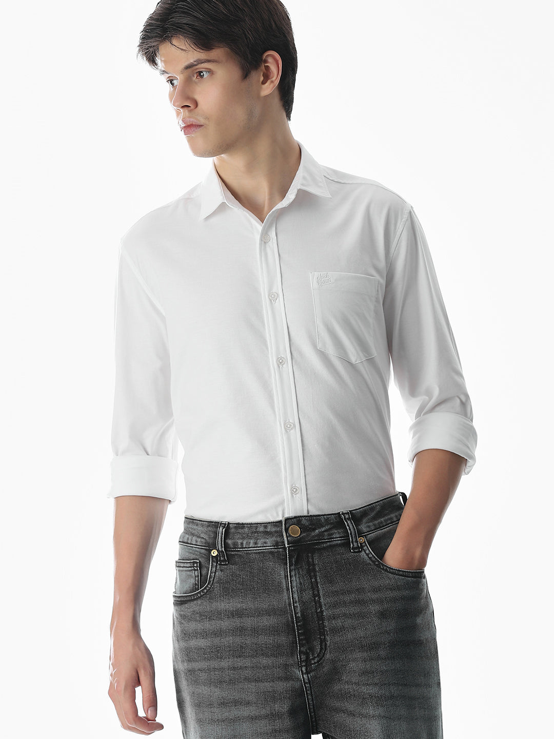 One Patch Pocket Slim Fit Shirt - white