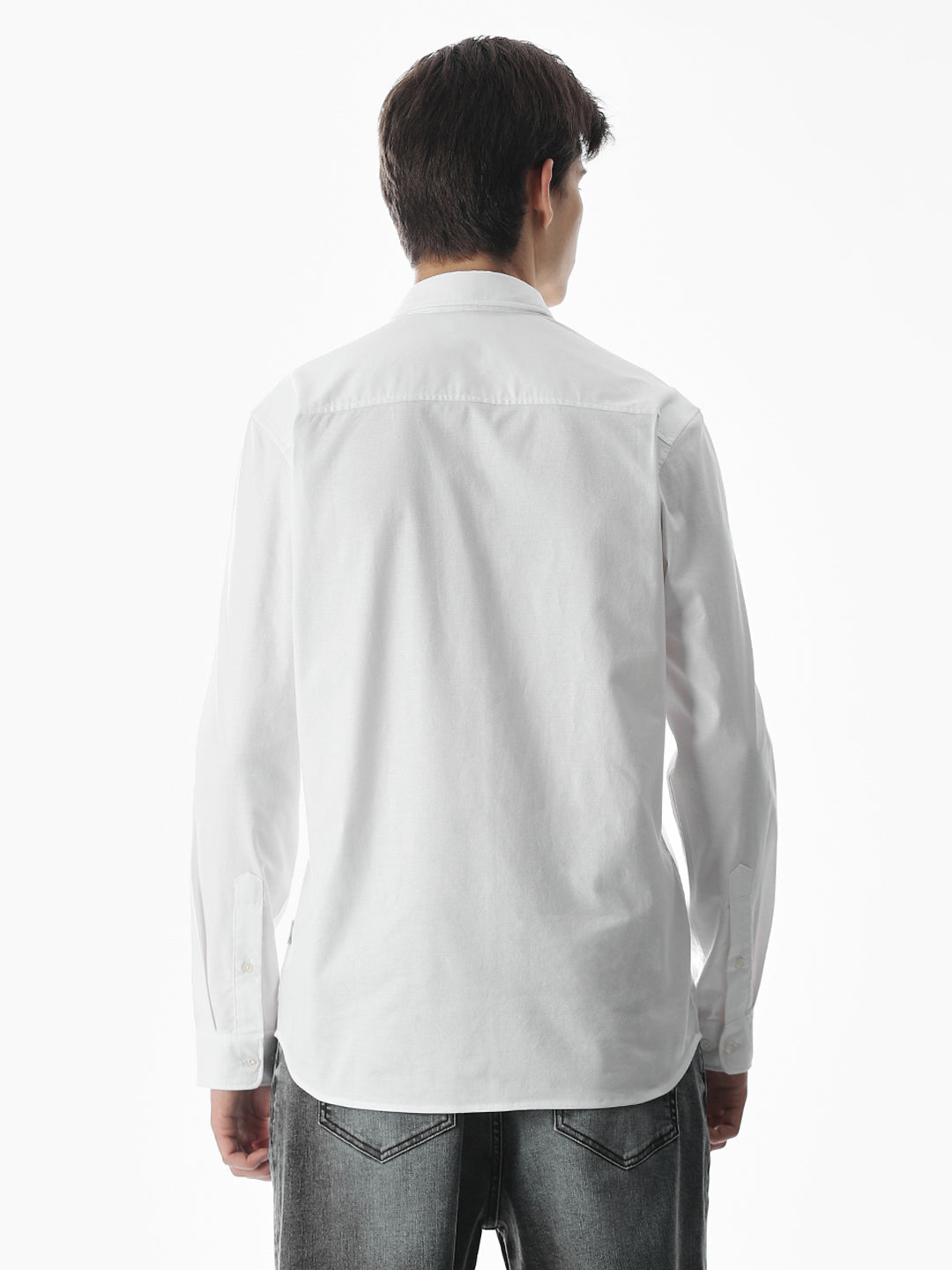 One Patch Pocket Slim Fit Shirt - white