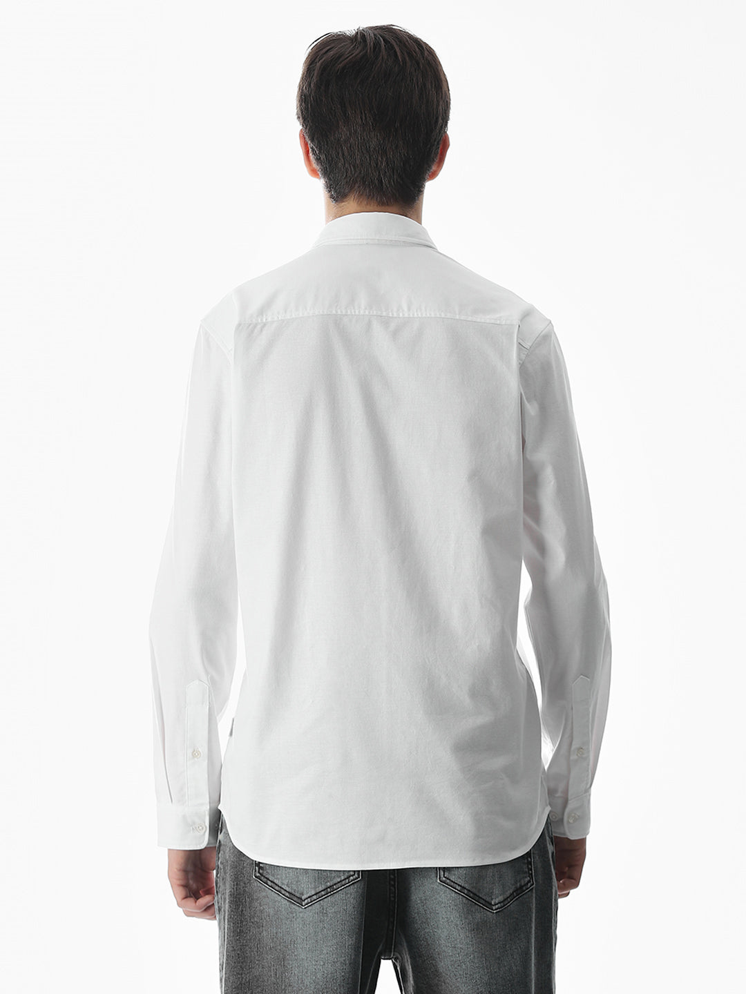 One Patch Pocket Slim Fit Shirt - white