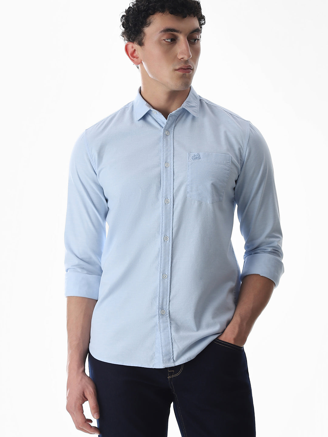One Patch Pocket Slim Fit Shirt - Blue - L
