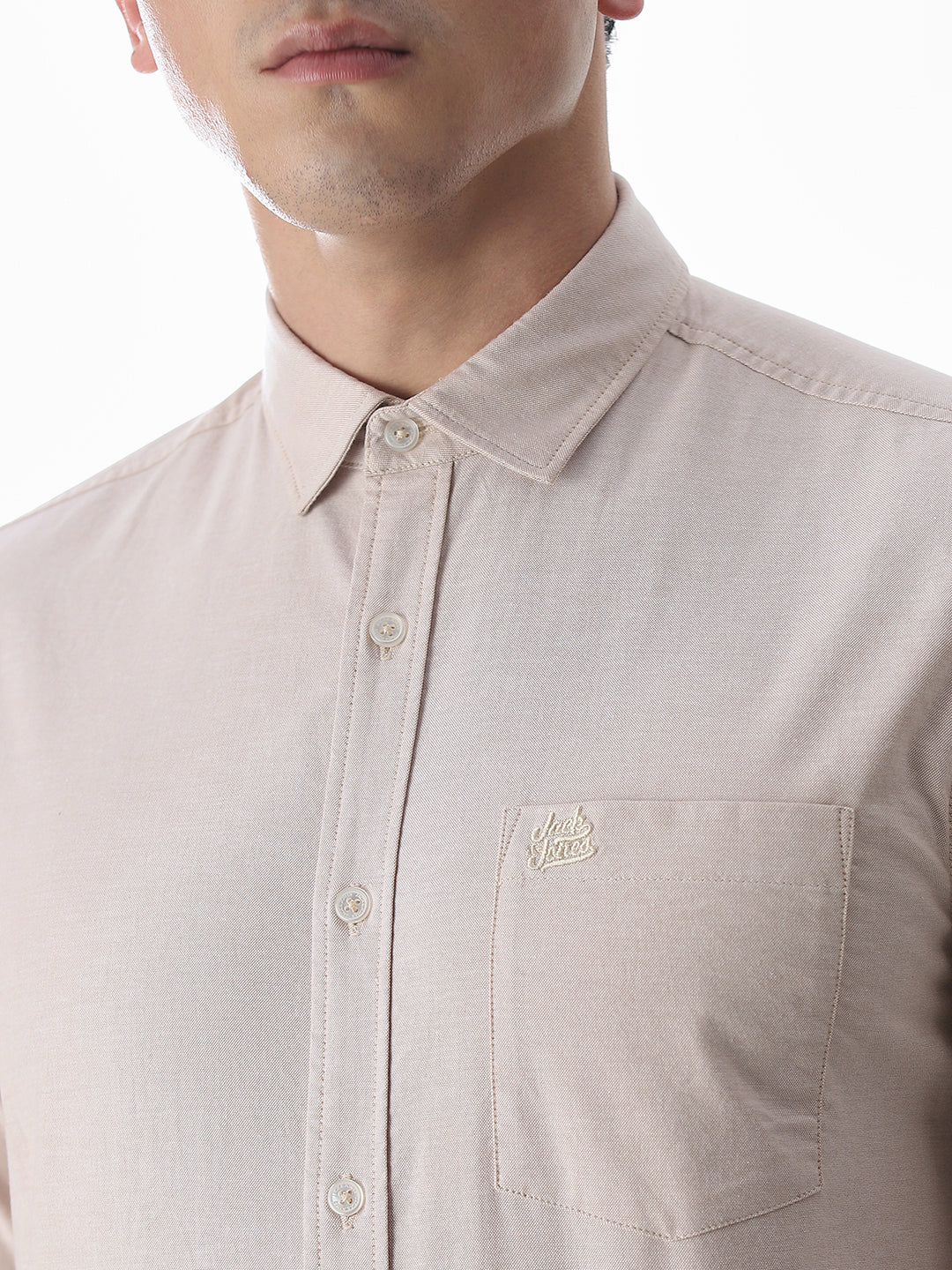 One Patch Pocket Slim Fit Shirt - Beige