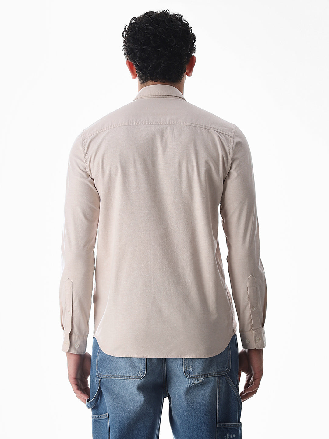 One Patch Pocket Slim Fit Shirt - Beige
