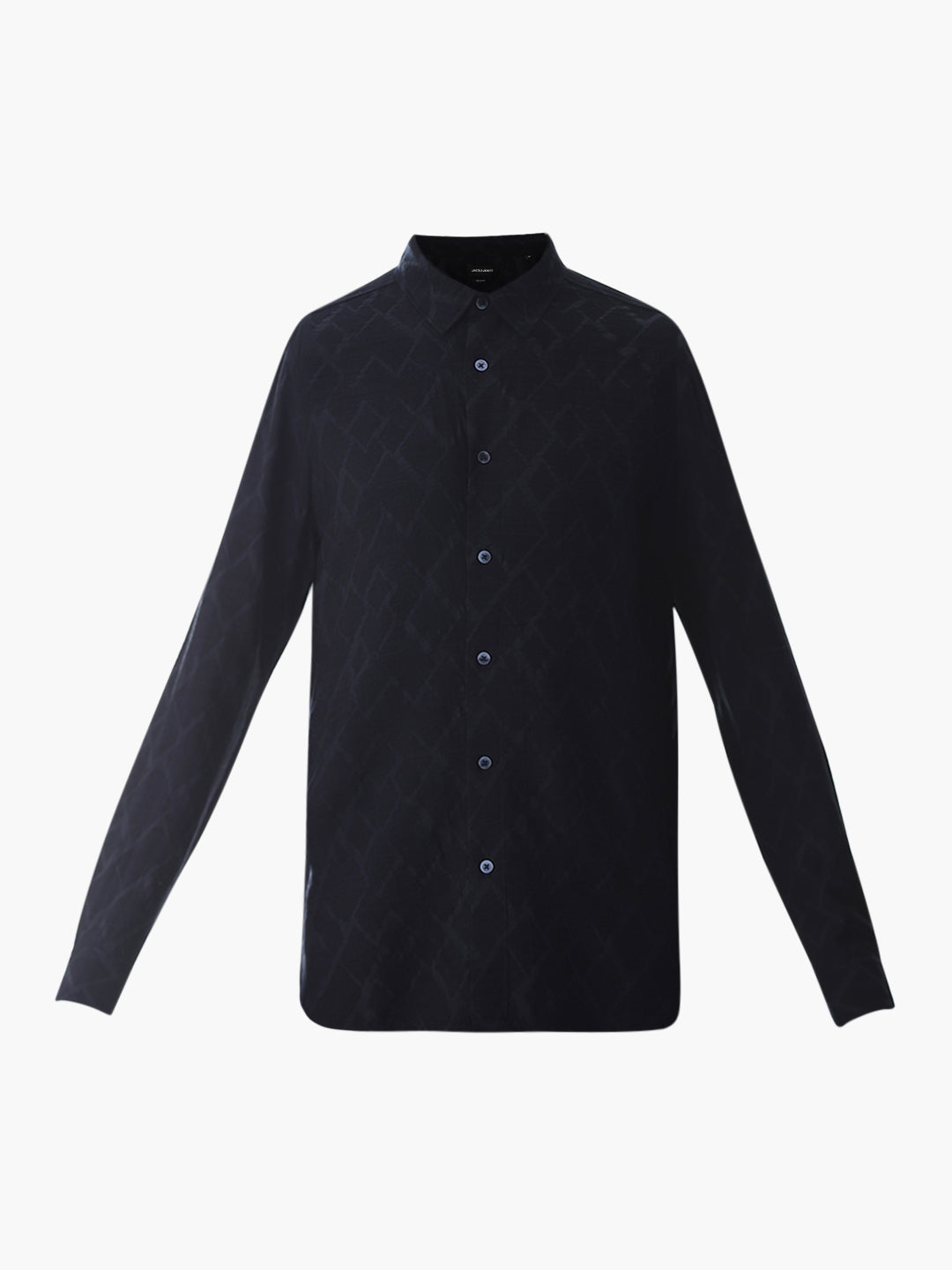 Navy Blue Jacquard Slim Fit Shirt